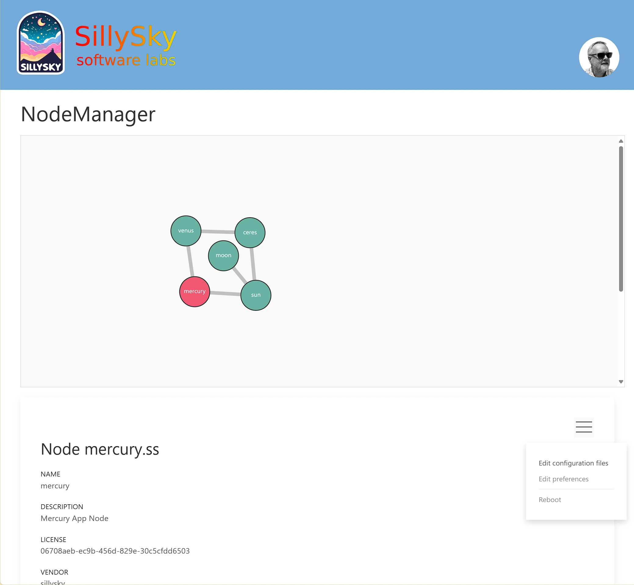 The web app to configure single nodes