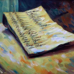 A list on a table, van Gogh
